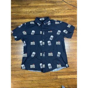 Blue‎ Light Shirt Mens Large Blue Full Buttom Up Polo Tshirt All Over Print